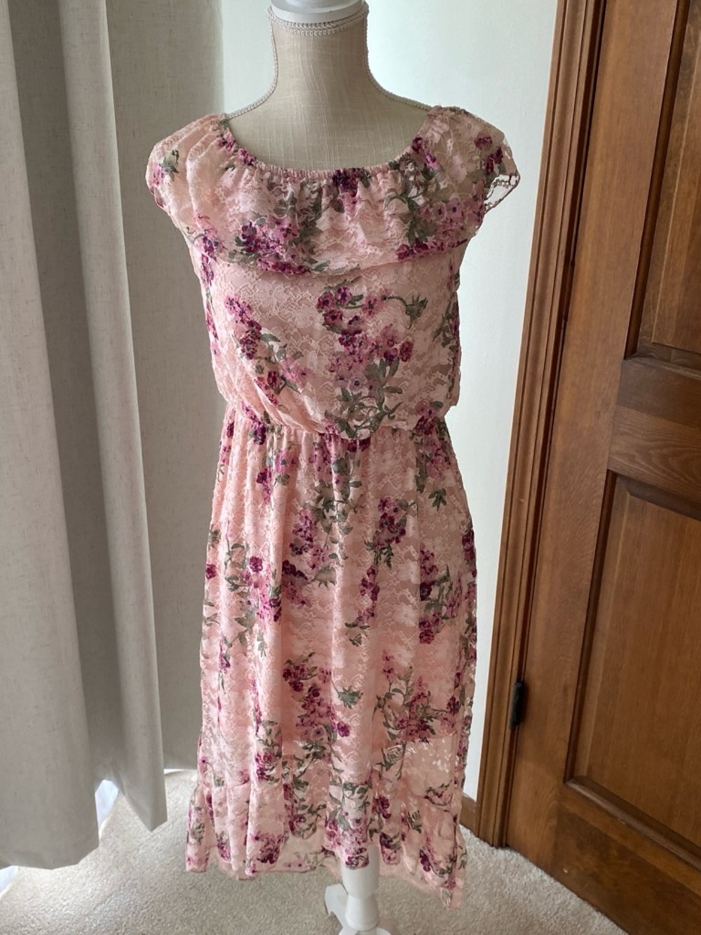 No Boundaries Blush Pink Floral Trim Dress - Picture 5 of 5